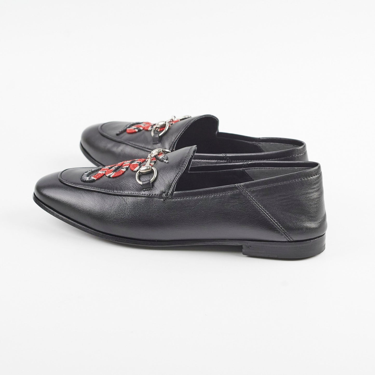 Luxury Gucci Trending 2025 Black Leather Kingsnake Loafers 38.5