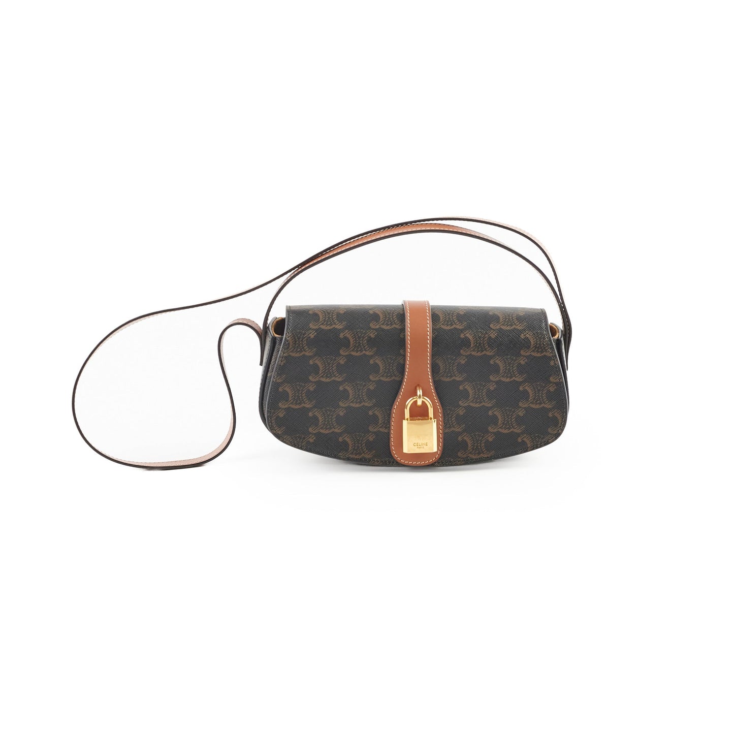 Luxury CELINE Triomphe Tabou Clutch with Strap Brown/Tan