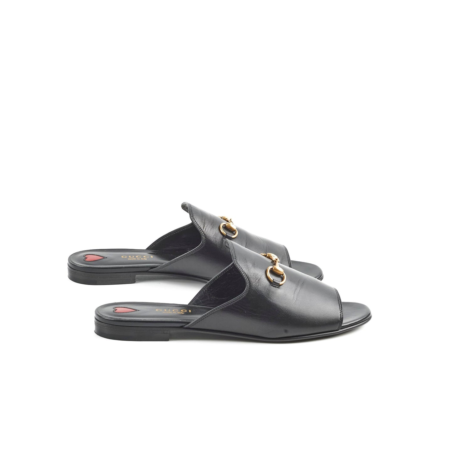 Luxury Gucci Trending 2025 Black Leather Horsebit Malaga Kid Flat Slides