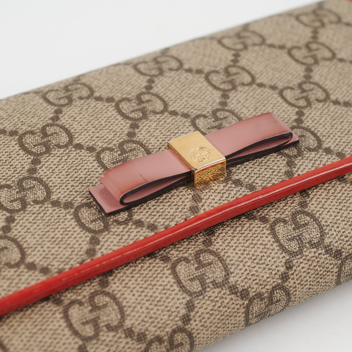 Luxury Gucci Trending 2025 Bow Long Wallet Monogram Canvas