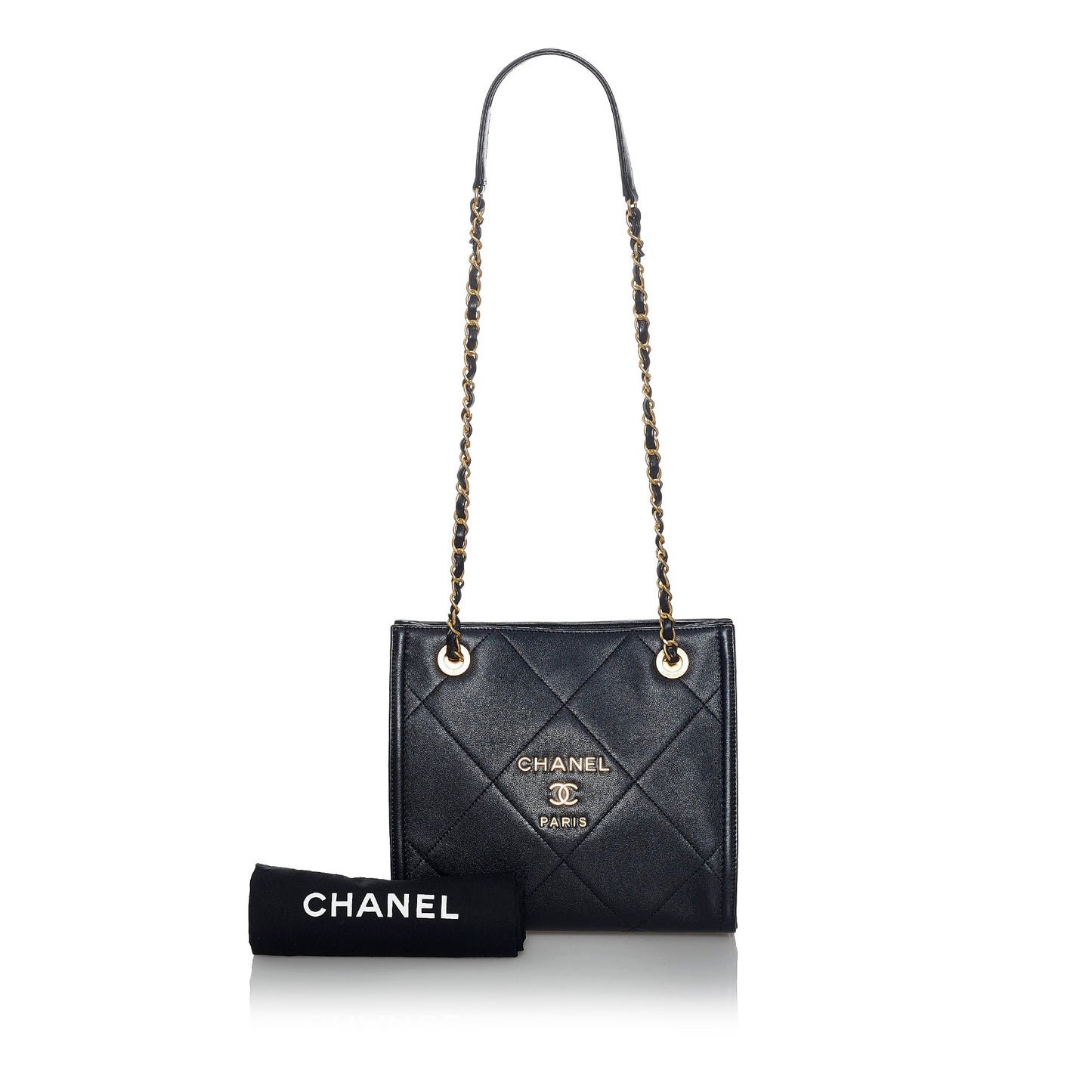 Luxury Chanel Shopper Tote Mini Black Calfskin Gold