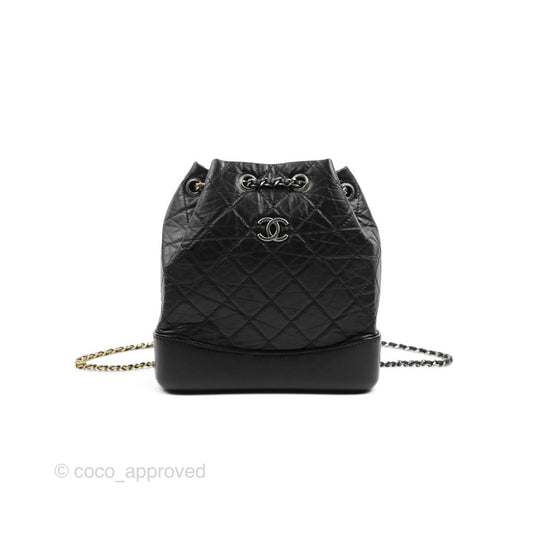 Chanel Small Gabrielle Backpack Black Aged Calfskin