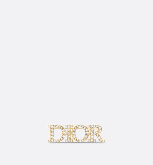 Luxury DiorEvolution Brooch Gold Finish Metal And White Crystals