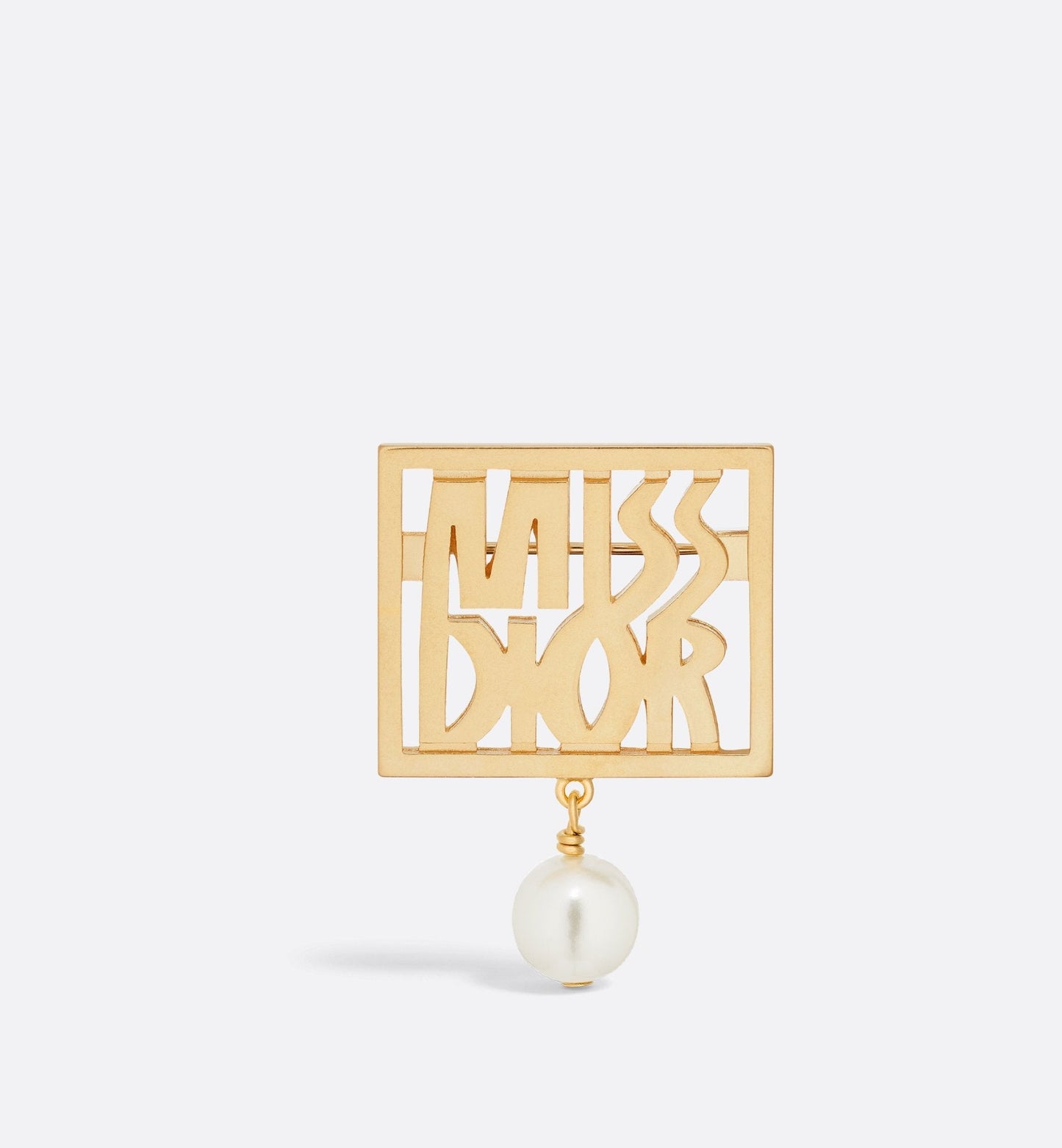 Miss Luxury Dior Brooch Gold Finish Metal And A White Resin Pearl