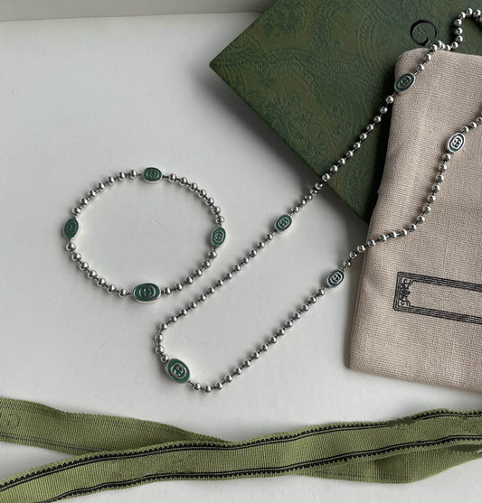 Luxury Gucci INTERLOCKING G BOULE CHAIN NECKLACE SILVER