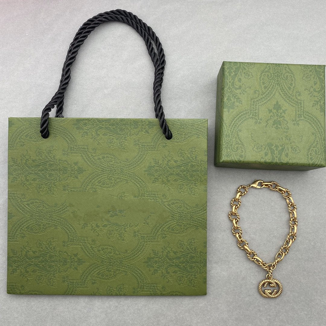 Luxury Gucci FANCY LINK CHAIN GOLD BRACELET ALPHABET