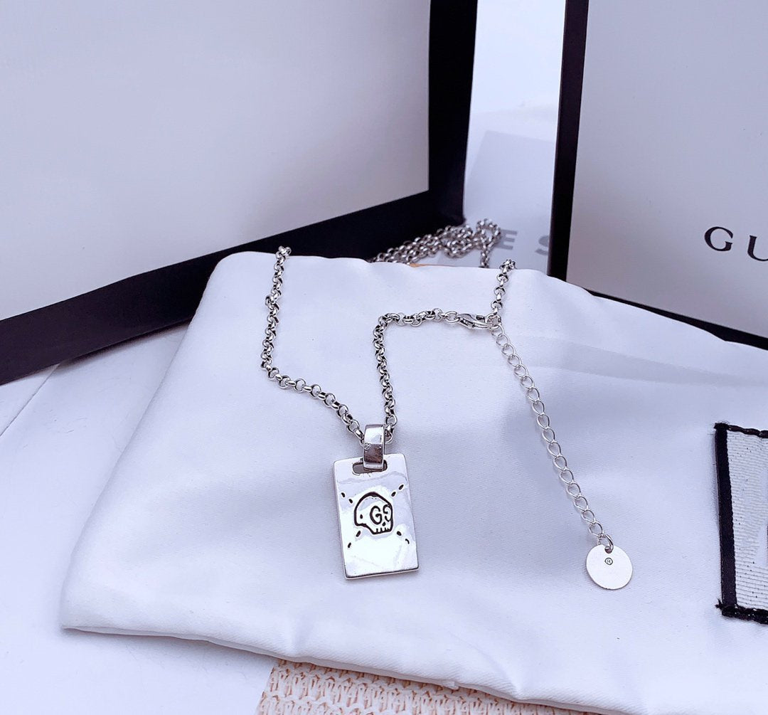 Luxury Gucci GG GHOST STERLING SILVER SKULL NECKLACE