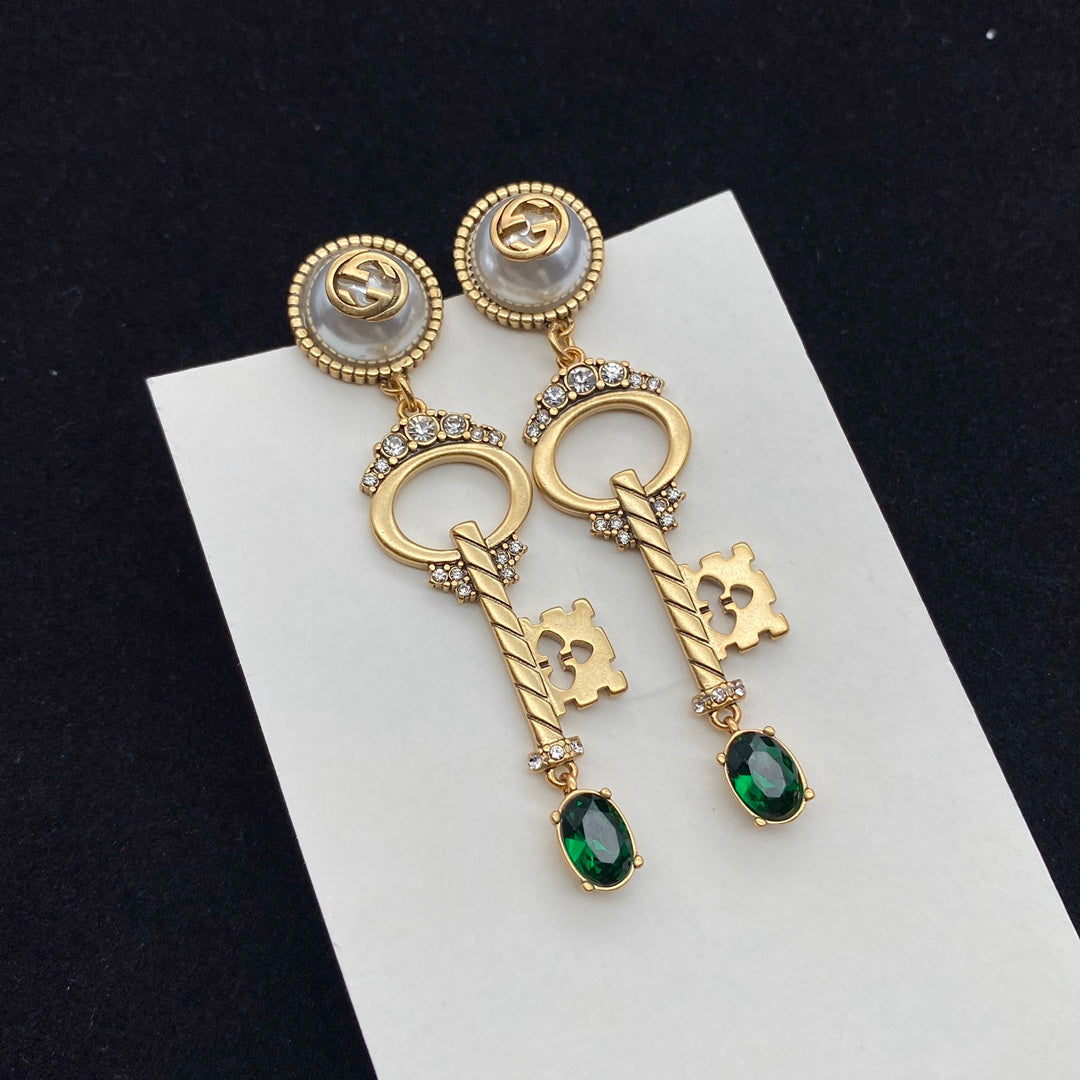 Luxury Gucci KEY SHAPED DANGLE GG EARRING