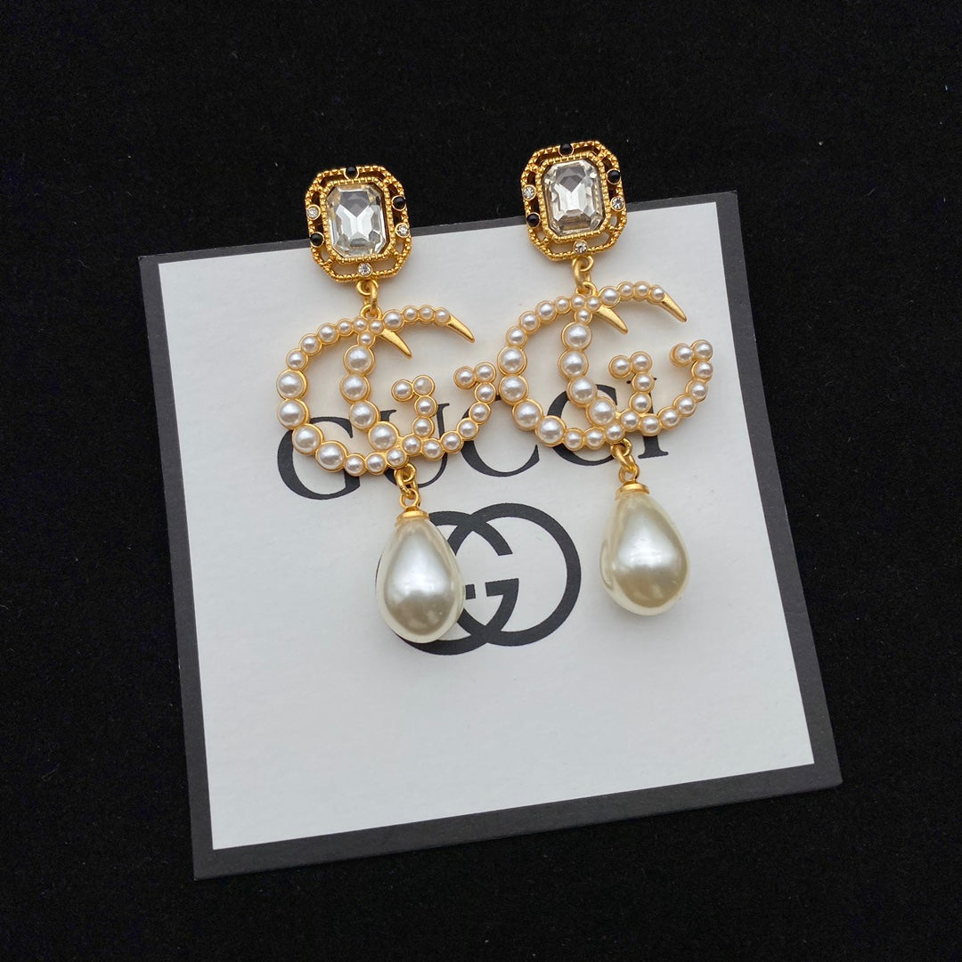 Luxury Gucci GG PEARL DROP EARRINGS