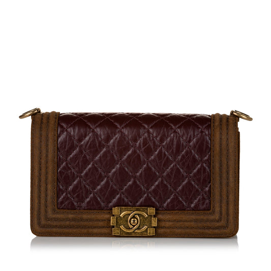 Luxury Chanel Boy Flap Brown Lambskin Gold