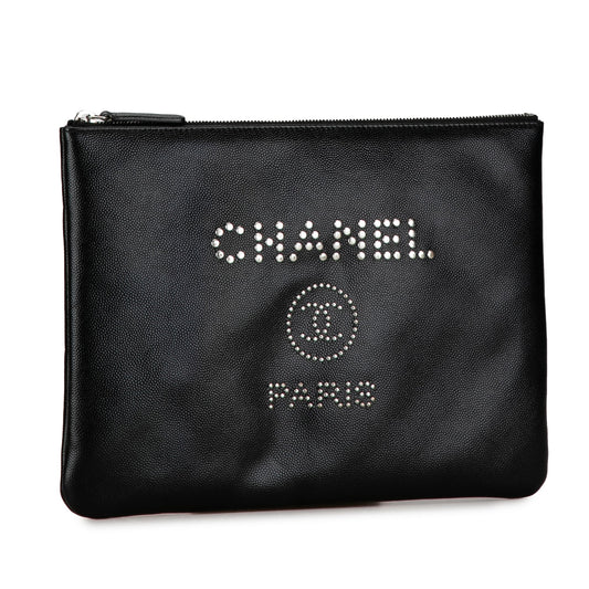 CHANEL Medium Caviar Deauville Pouch Clutch Bag