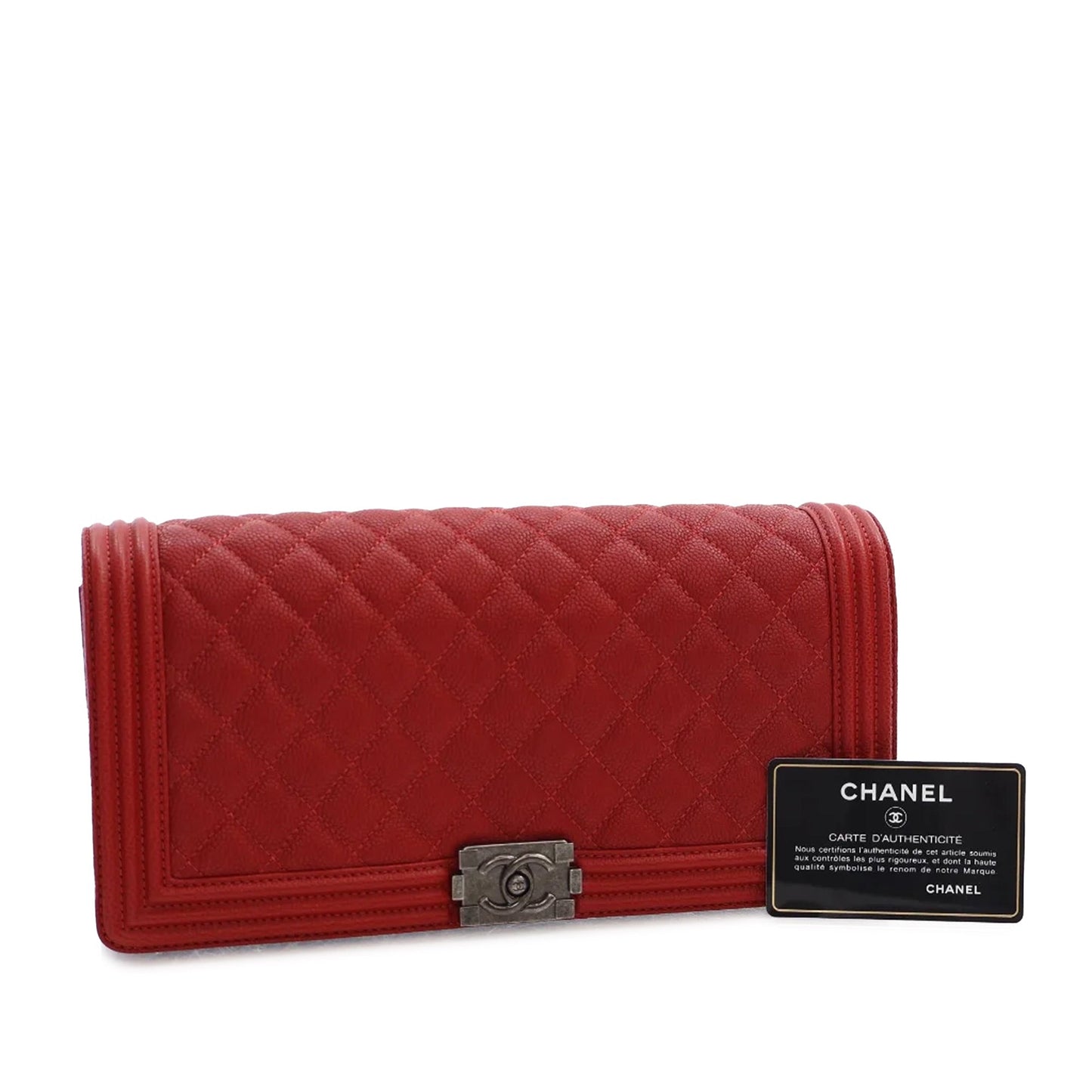 CHANEL Quilted Caviar Boy Clutch Clutch Bag