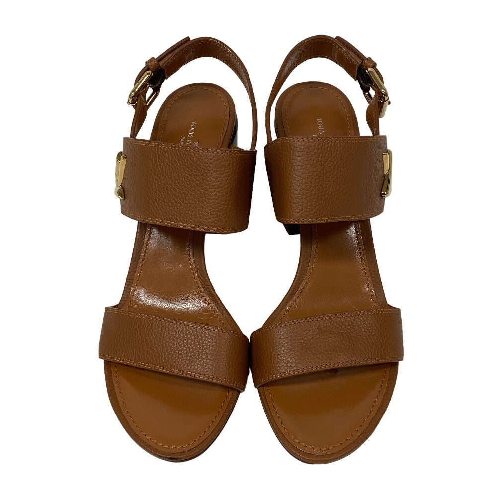 LOUIS VUITTON Sandals SC0128 leather Brown LV logo Horizon line 40