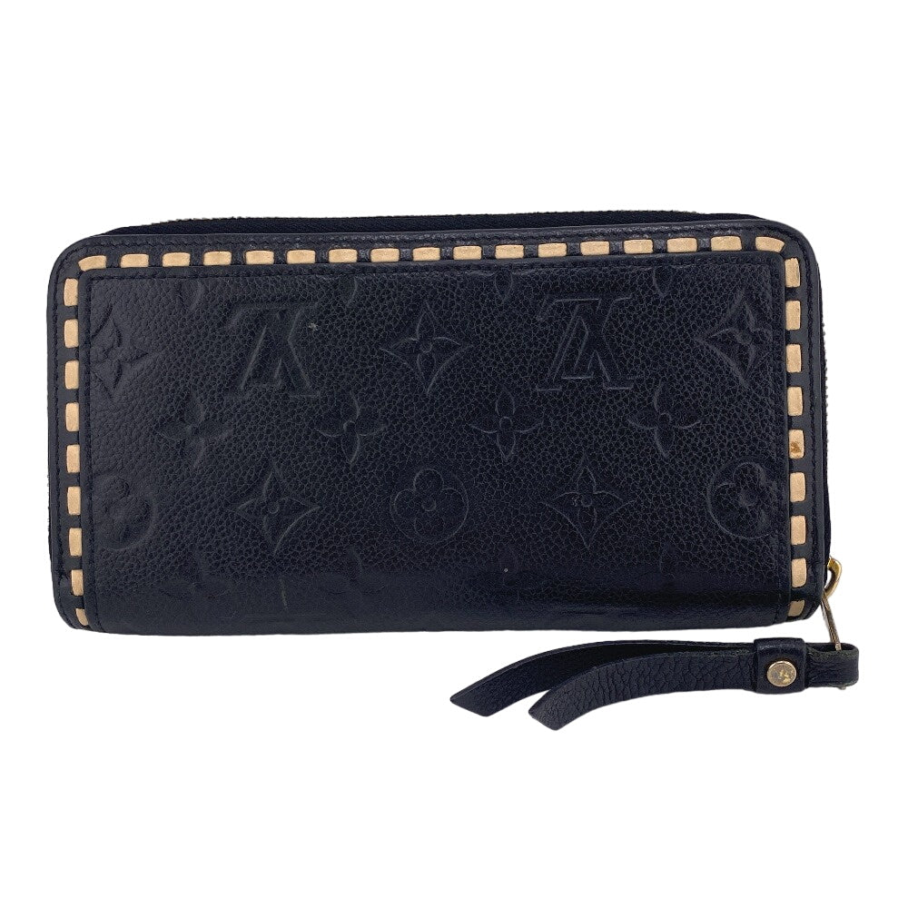 LOUIS VUITTON Long Wallet Purse M64805 leather black Monogram Ann Platt Zippy wallet