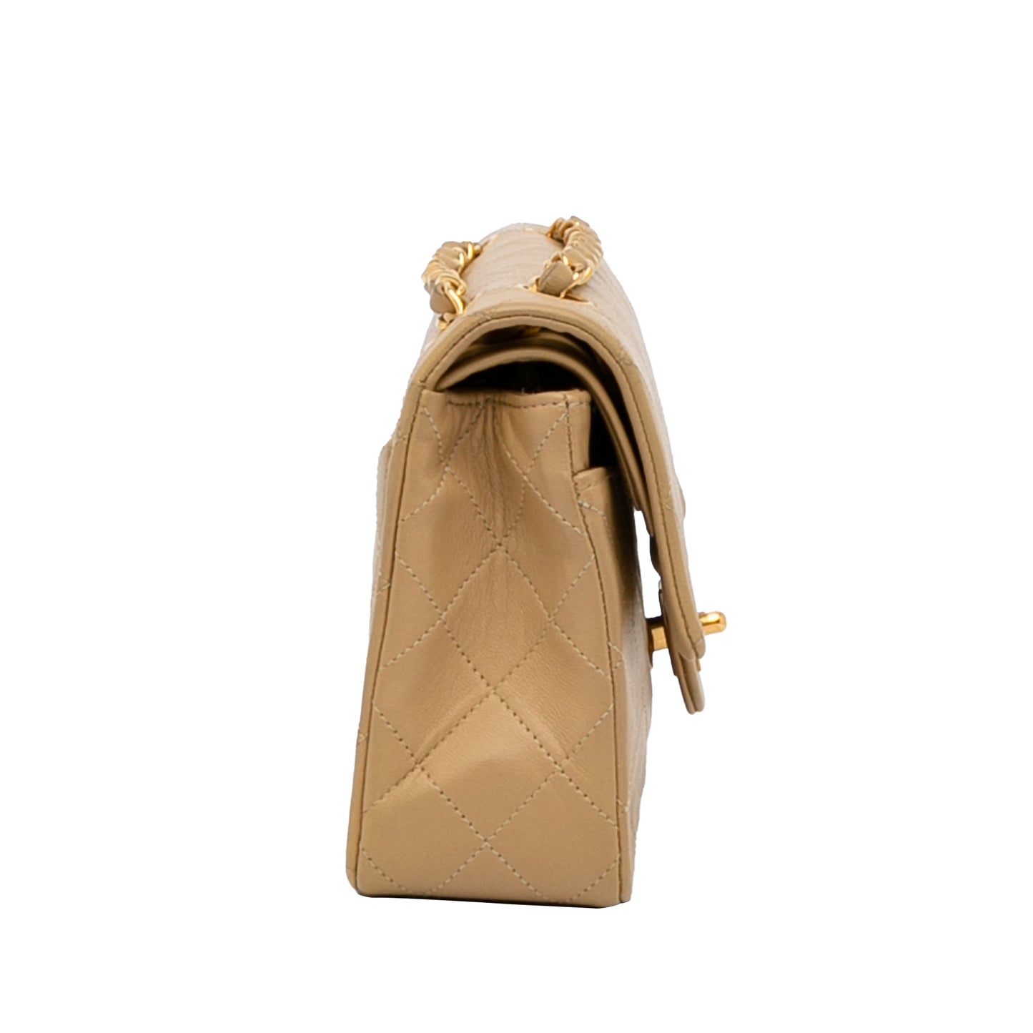 Luxury Chanel Classic Double Flap Small Beige Lambskin Gold