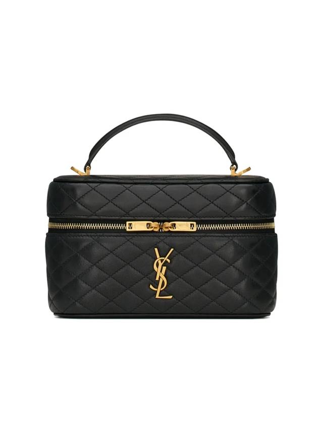 Luxury Saint Laurent Gaby Mini Vanity Lambskin Tote Bag Black