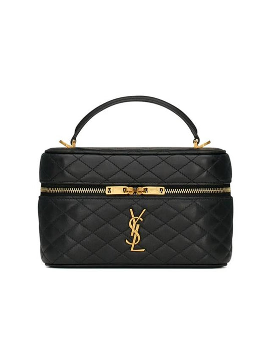 Luxury Saint Laurent Gaby Mini Vanity Lambskin Tote Bag Black