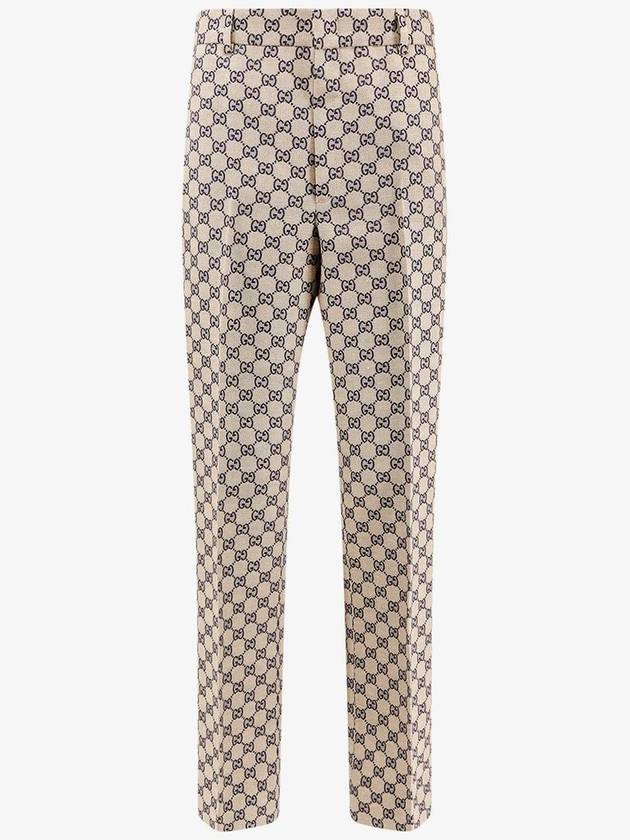 Luxury Gucci Trending 2025 GG Linen Blend Canvas Straight Pants Beige