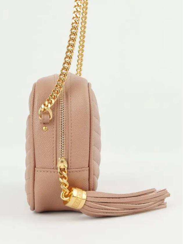 Luxury Saint Laurent Lulu Mini Quilted Grain Leather Cross Bag Vintage Peach