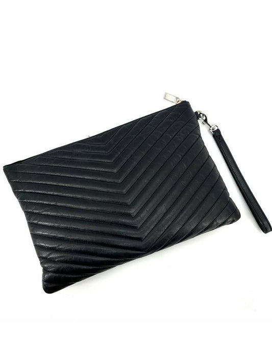 Luxury Saint Laurent Monogram silver clutch new medium 559193