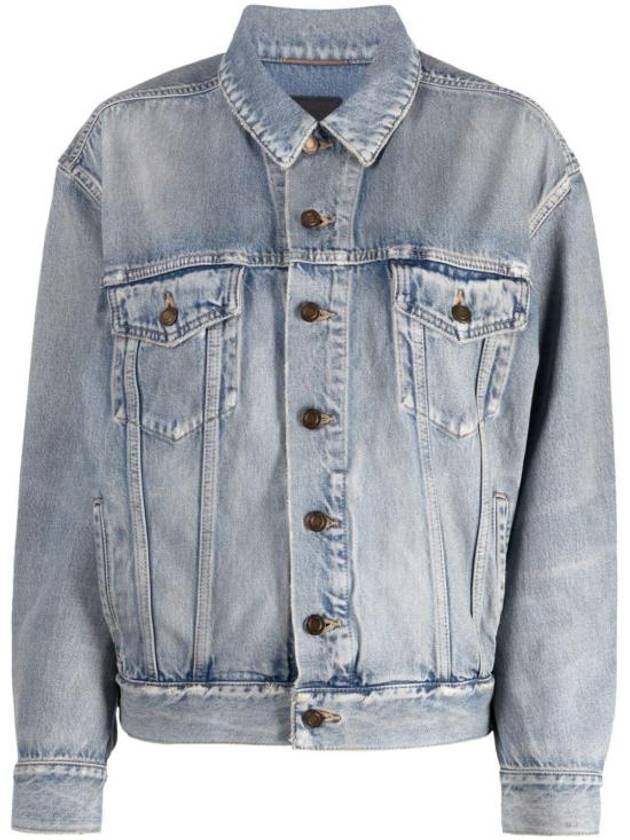 Luxury Saint Laurent Oversized Fit Denim Jacket Sky Blue