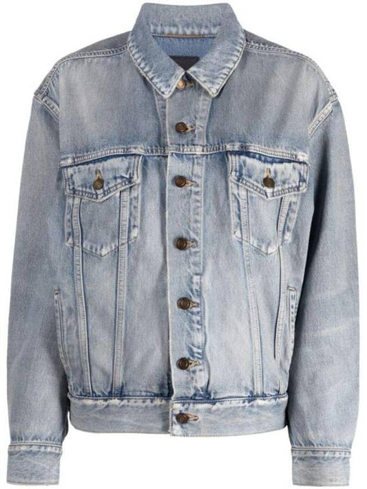 Luxury Saint Laurent Oversized Fit Denim Jacket Sky Blue