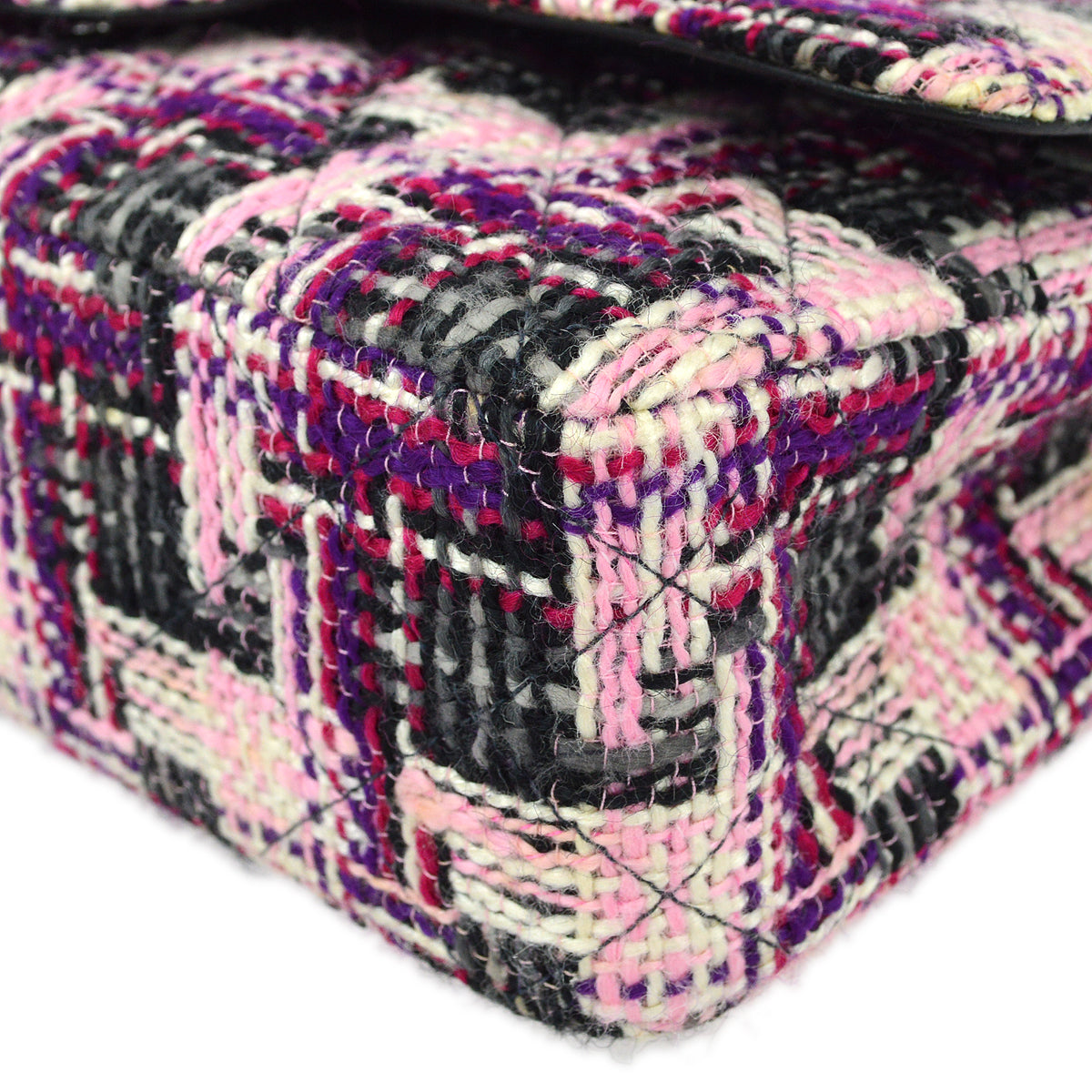 Chanel Pink Tweed Medium Classic Double Flap Shoulder Bag