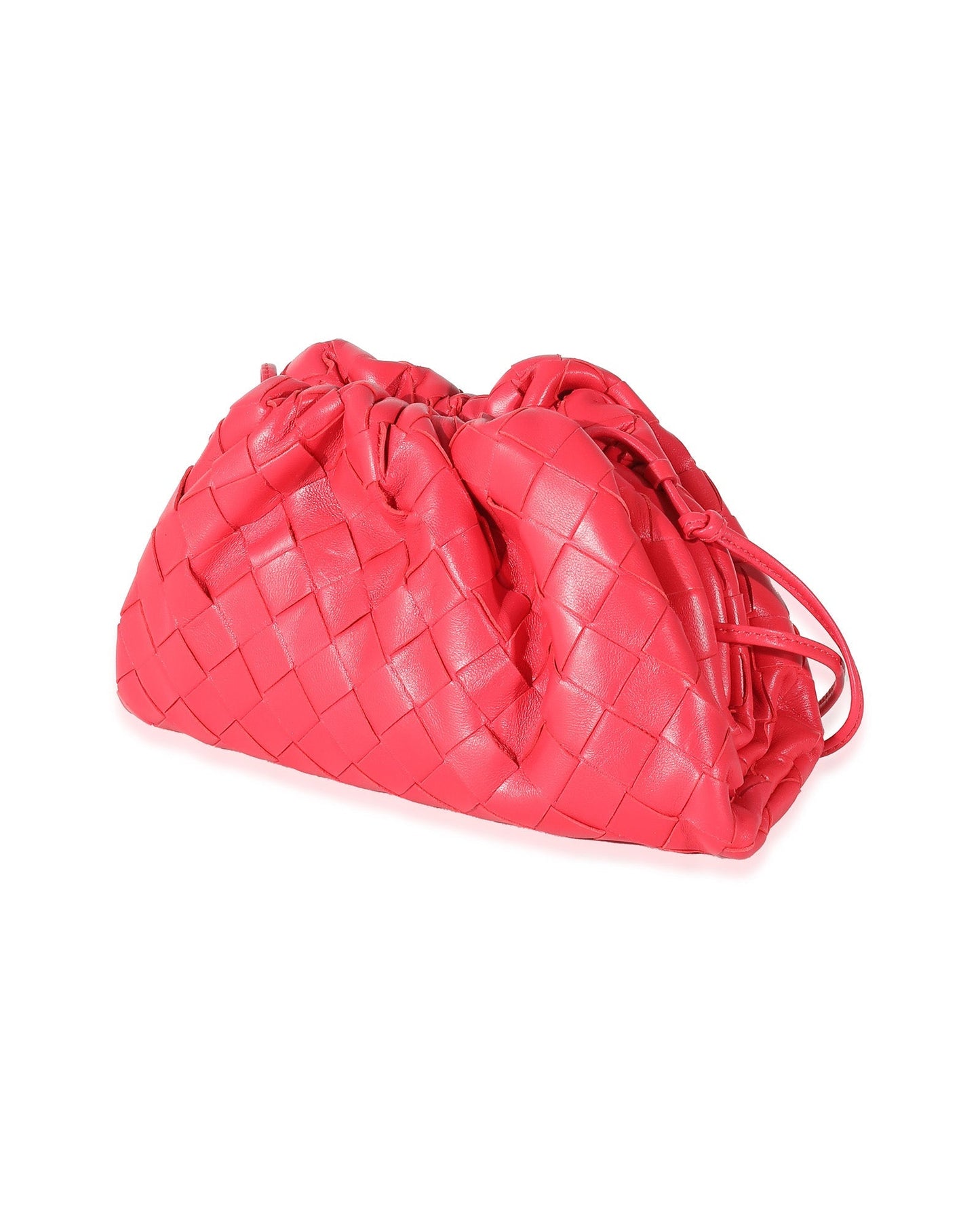 Luxury Bottega Veneta Raspberry Intrecciato Lambskin Mini Pouch