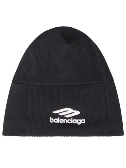 Luxury Balenciaga Logo Beanie Black