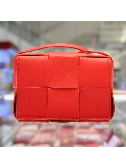 Luxury Bottega Veneta Intrecciato Cassette Small Cross Bag Red