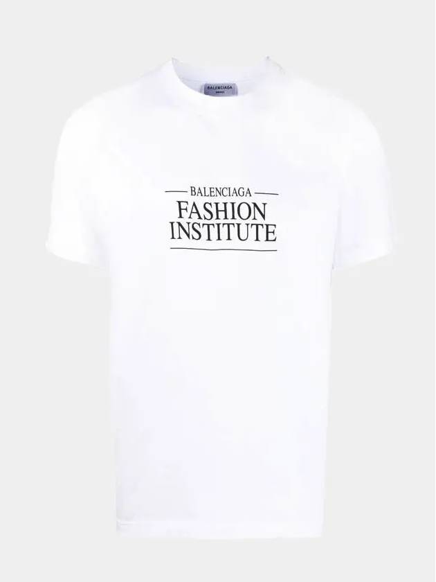 Luxury Balenciaga Fashion Institute Medium Fit Short Sleeve T-Shirt White
