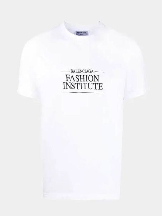 Luxury Balenciaga Fashion Institute Medium Fit Short Sleeve T-Shirt White