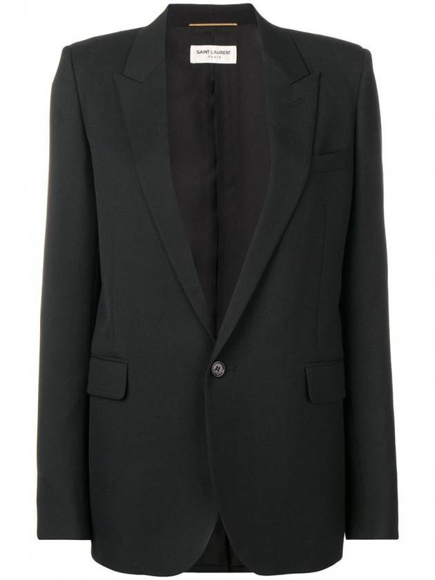 Luxury Saint Laurent Women's Single Breasted Blazer Virgin Wool Jacket Black