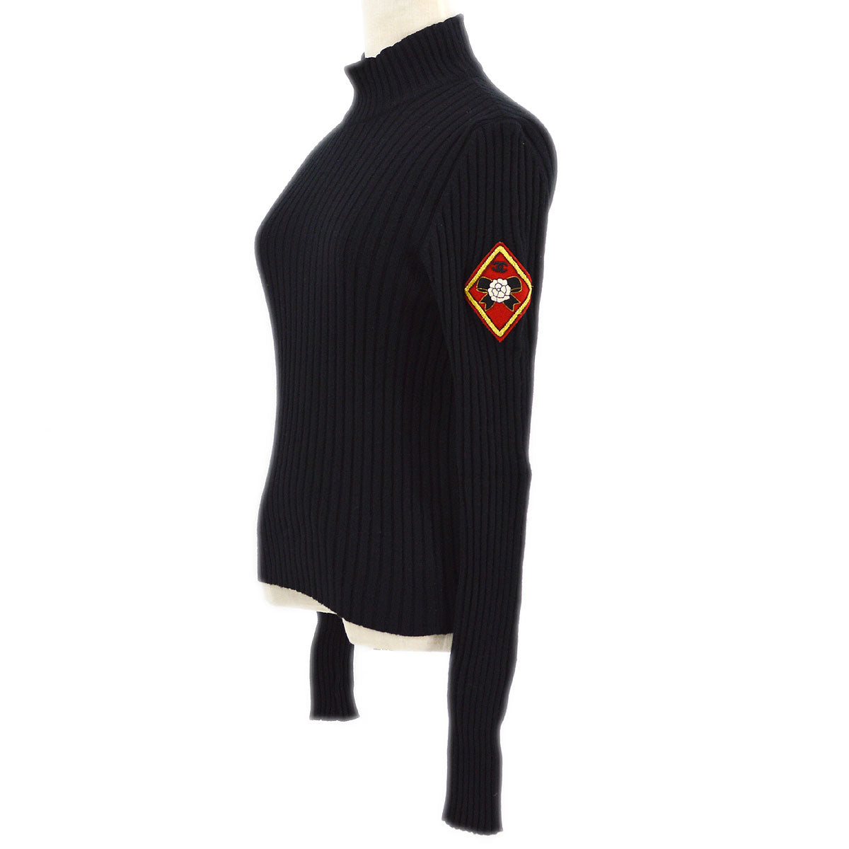 Luxury Chanel 1996 logo-patch ribbed cashmere jumper #40