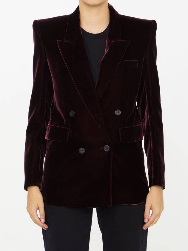 Luxury Saint Laurent Double Breasted Velvet Jacket Red