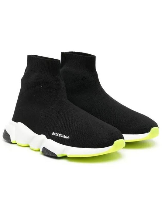 Luxury Balenciaga Kids Logo Speedrunner Sneakers Black