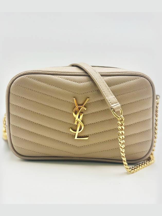 Luxury Saint Laurent Lulu Mini Quilted Grain Leather Cross Bag Beige