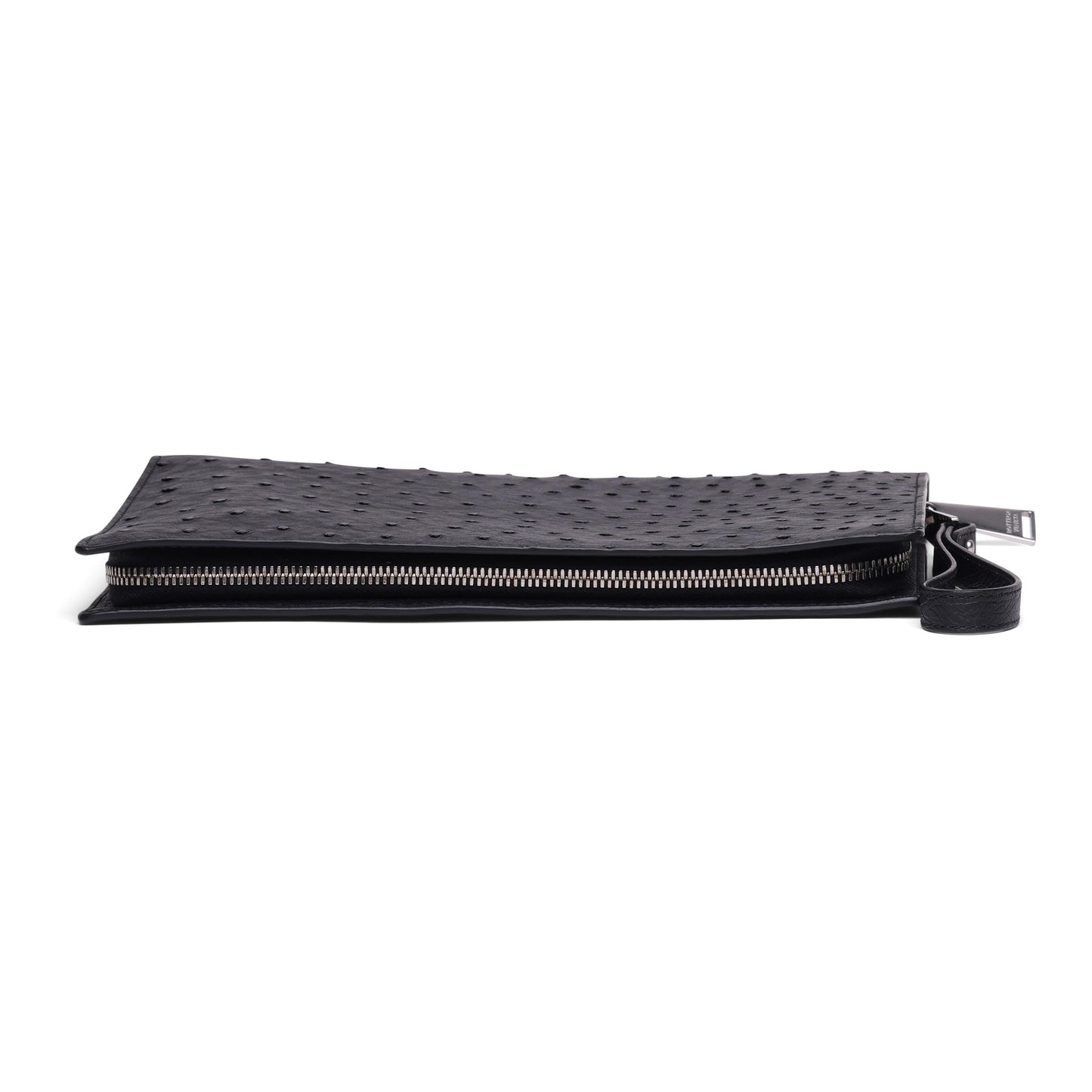 Luxury Bottega Veneta Ostrich Leather Document Case Wristlet