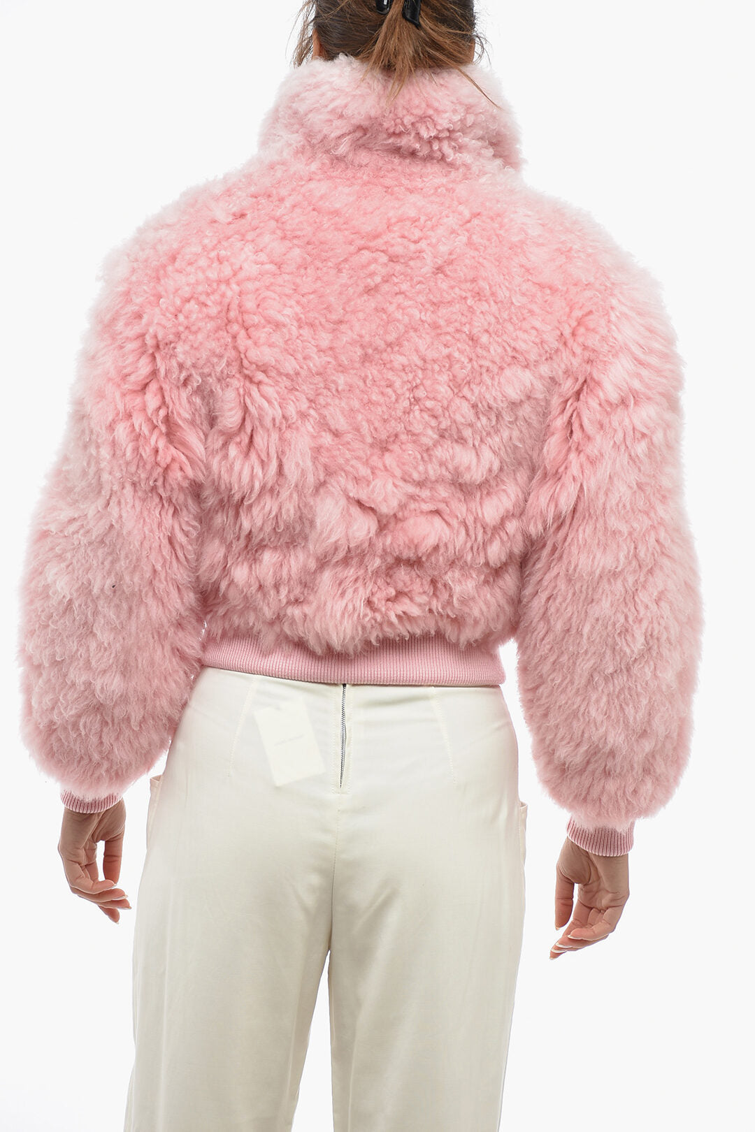Luxury Bottega Veneta Lamb Fur Cropped Jacket