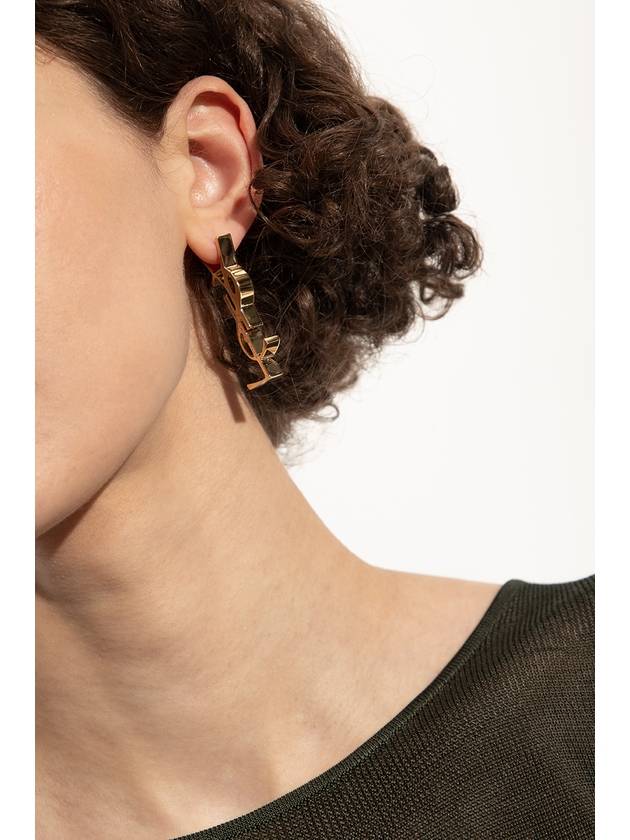 Luxury Saint Laurent YSL Cassandre Single Metal Earrings Gold