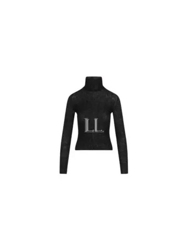 Luxury Saint Laurent Ribbed Knit Turtleneck Black