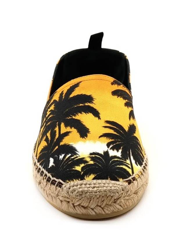 Luxury Saint Laurent Palm Tree Print Fabric Espadrilles Yellow