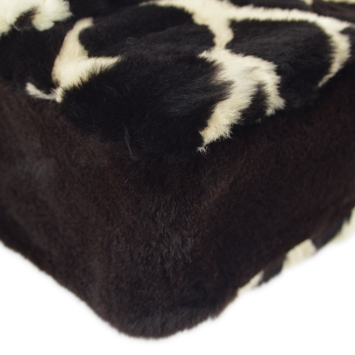 Luxury Chanel Brown Fur Suede Straight Flap Shoulder Bag