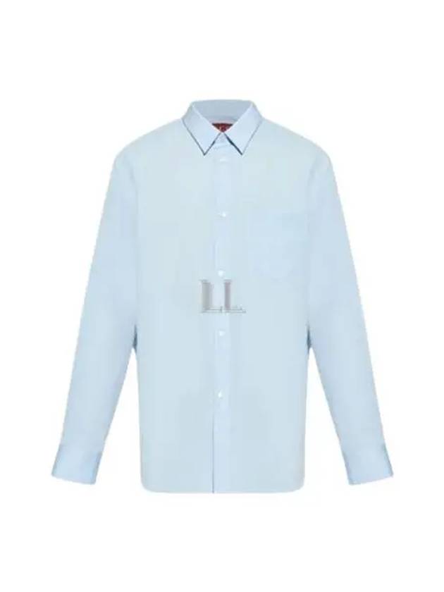 Luxury Gucci Trending 2025 Cotton Poplin Long Sleeve Shirt Blue