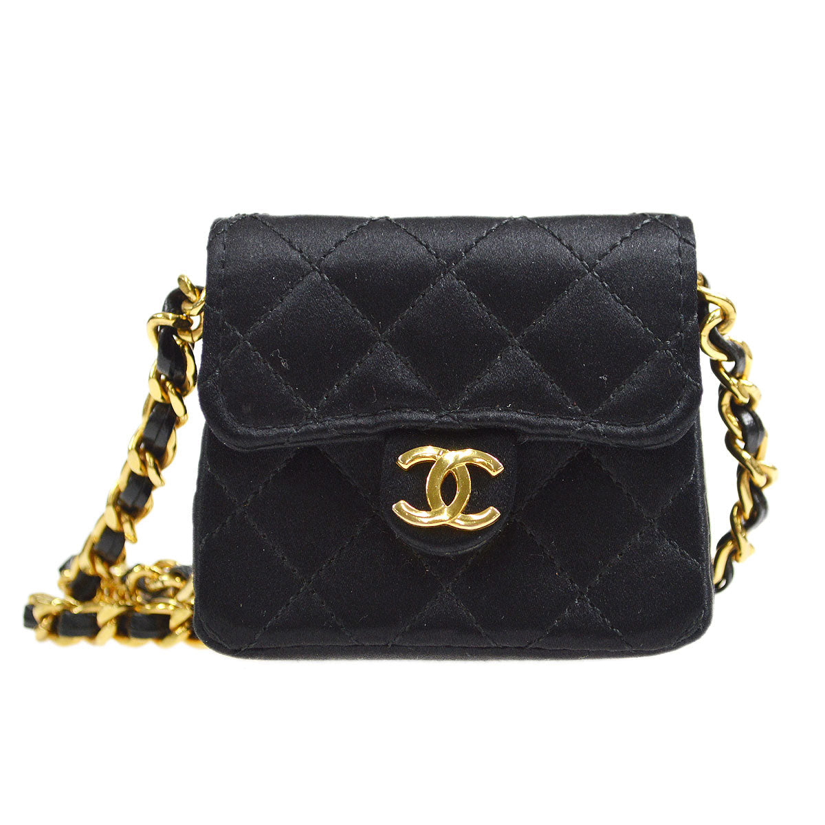 Luxury Chanel Classic Flap Micro Black Satin