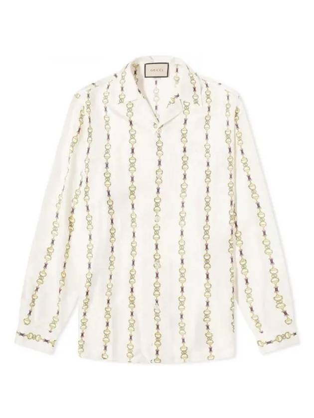 Luxury Gucci Trending 2025 Horsebit Vacation Long Sleeve Shirt Ivory
