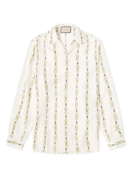 Luxury Gucci Trending 2025 Horsebit Vacation Long Sleeve Shirt Ivory