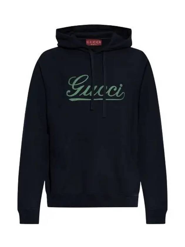 Luxury Gucci Trending 2025 Embroidered Cotton Hoodie Navy
