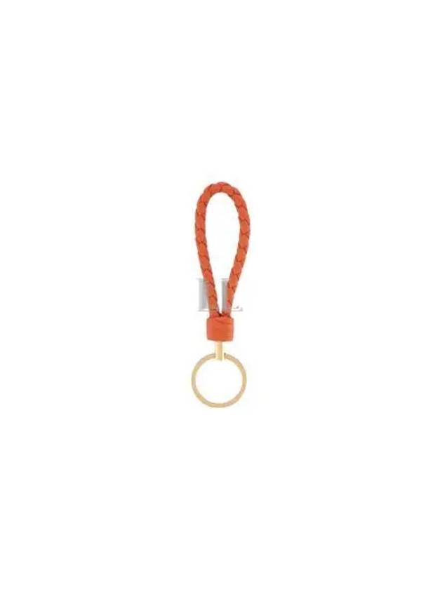Luxury Bottega Veneta Intrecciato Leather Key Holder Orange