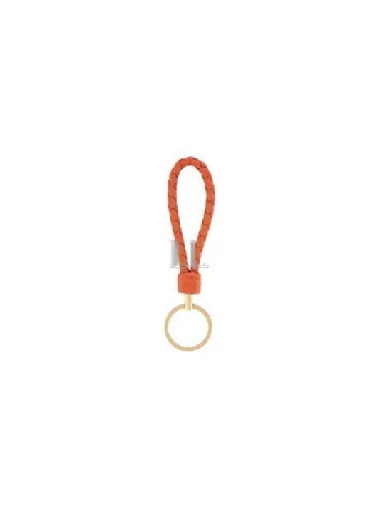 Luxury Bottega Veneta Intrecciato Leather Key Holder Orange